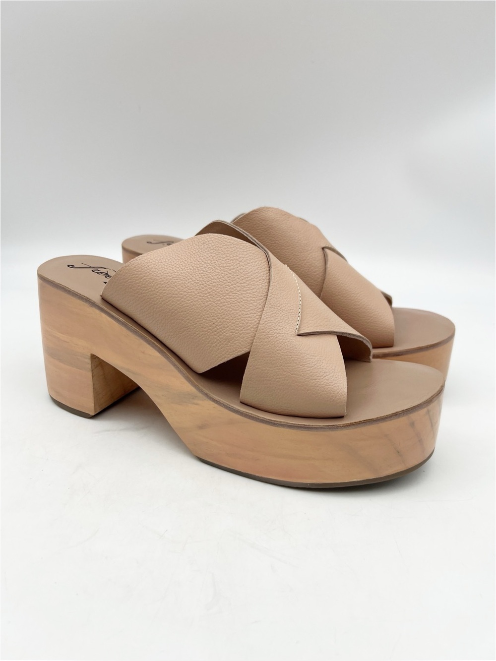 Free People KORA Wooden Platform Clogs | Ginger Beige, Sz 41